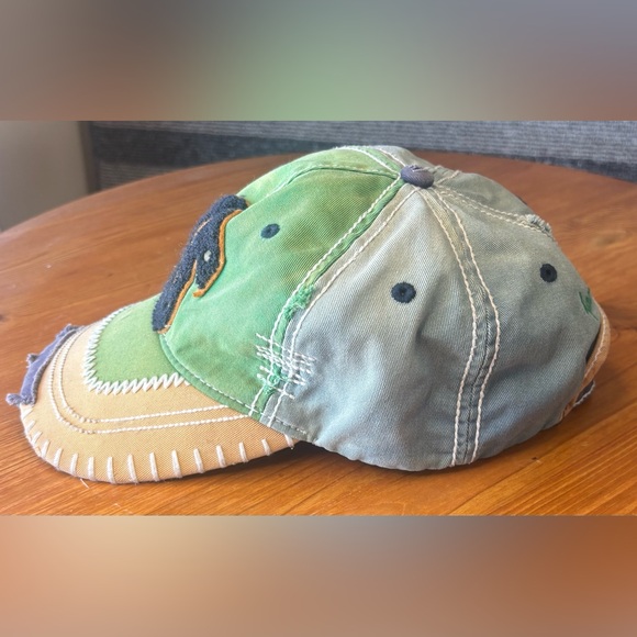 True Religion Patchwork Distressed Strapback Hat Cap EUC OSFA - Picture 3 of 10